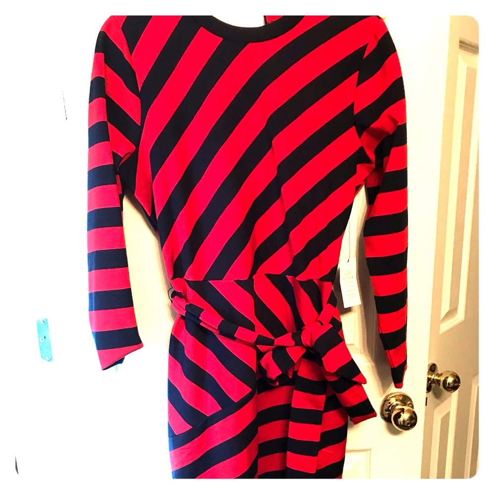 Eloquii Nice fit navy/red tie in front dress